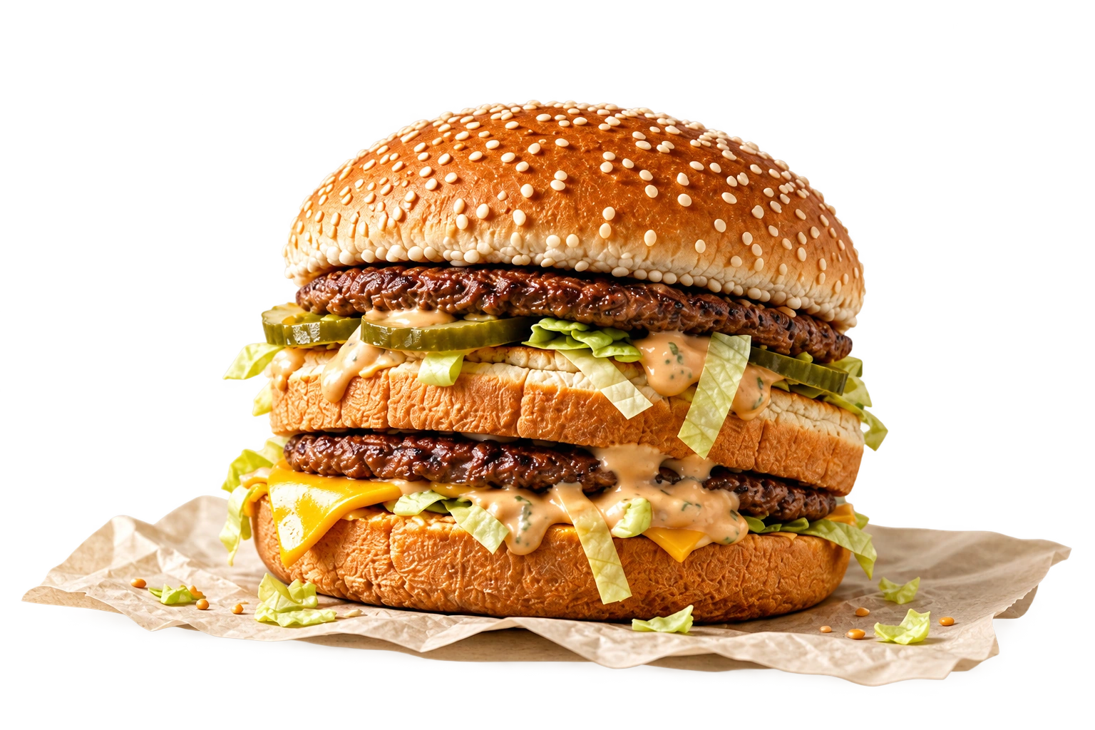 Big Mac inspired food illustration in front of the iPhone.